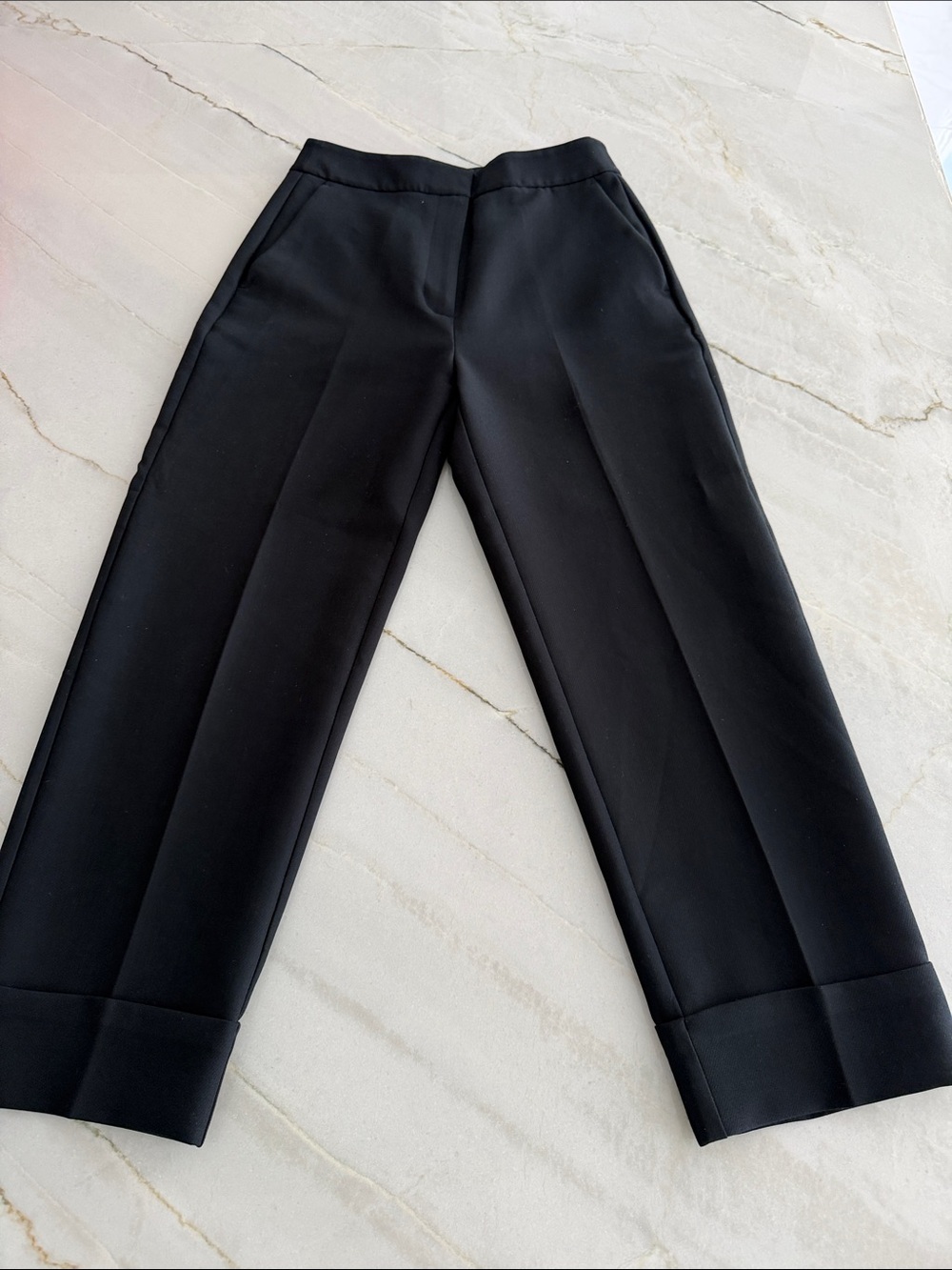 Black Wide-Leg Cropped Trousers - Women's Pants